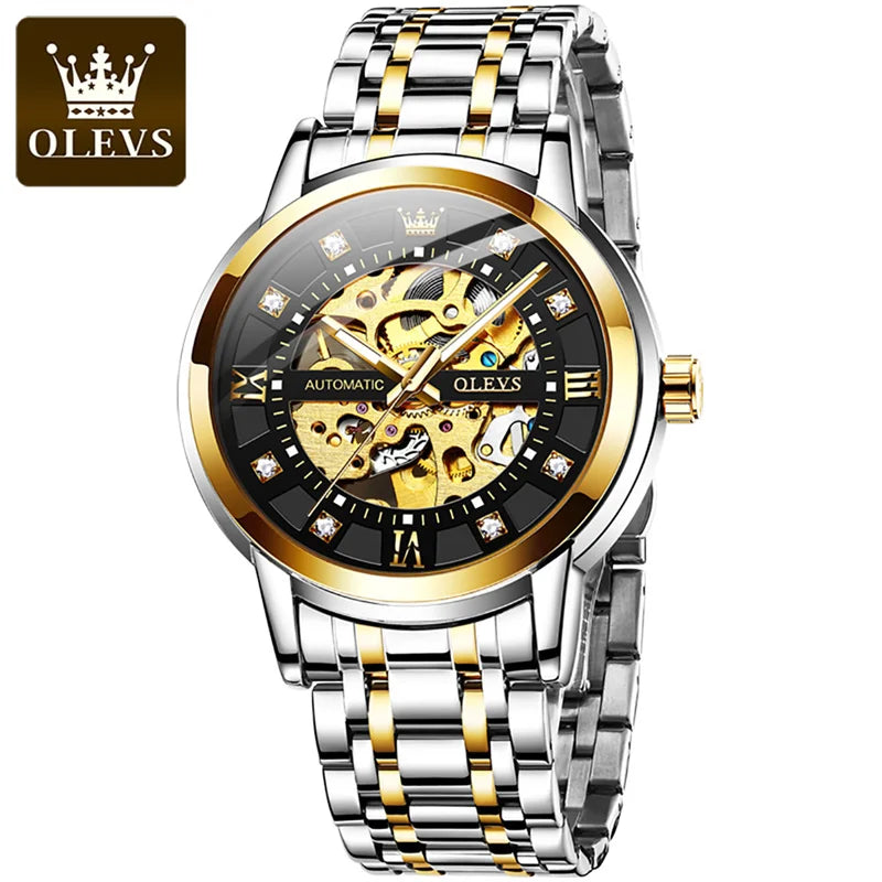 OLEVS Skeleton Watch Men Waterproof Luminous, Reloj Hombre